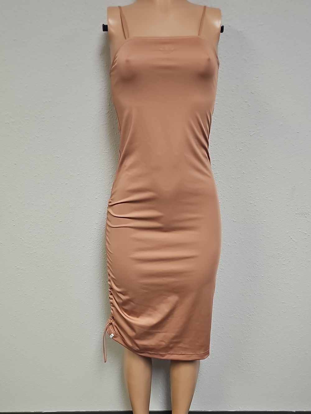 adidas Nude/Tan Slim Midi Dress with Side Drawstring